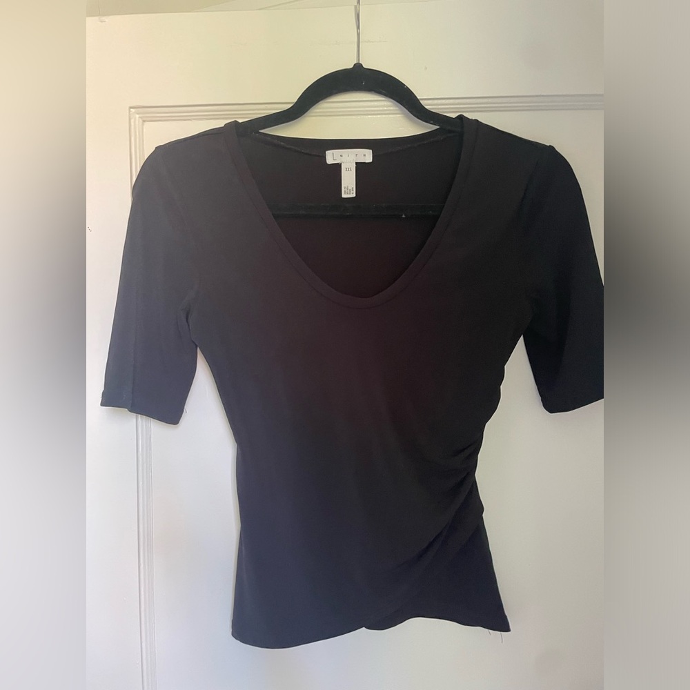 Leith black wrap-style crop top, sz xxs